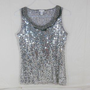 CHICO'S Size 1 Women's Cheetah Sequin Blouse